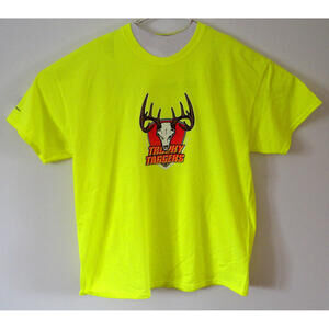 Gildan Trophy Taggers Deer Skull & Antlers T Shirt Men's Chartreuse Size XL